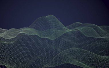 Soyut manzara arka plan. Siber uzay mor ızgarası. merhaba teknoloji ağı. 3d illüstrasyon