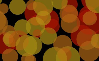 Koyu bir arka plan üzerinde çok renkli yarı saydam daireler. Sarı tonları. 3d illüstrasyon