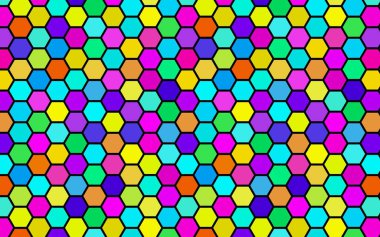 Petek çok renkli, çok renkli. Biyometrik geometri. 3d illüstrasyon