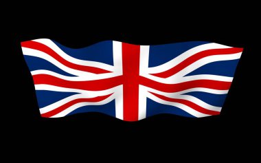Büyük Britanya bayrağını sallıyor. İngiliz bayrağı. Büyük Britanya ve Kuzey İrlanda Birleşik Krallığı. Birleşik Krallık 'ın sembolü. 3B illüstrasyon