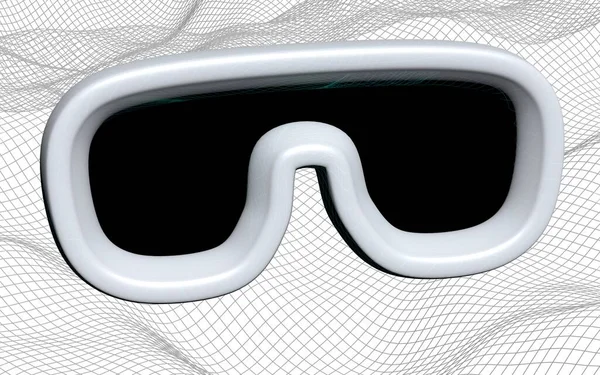抽象的な灰色のグリッドの背景に仮想現実のイラスト Vrメガネのコンセプト 3Dイラスト — ストック写真