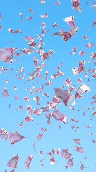 Voando Notas Euro Contra Fundo Céu Dinheiro Está Voar 500 — Fotografia de Stock