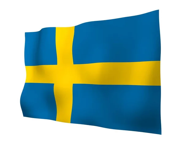 Flag Sweden Official State Symbol Kingdom Sweden Blue Field Yellow — Stock Photo, Image