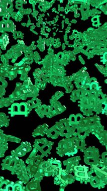 Karanlık bir arka planda dijital para birimi sembolü Bitcoin. Bitcoin düşüşü. Sanal ekranda kripto para birimi grafiği. İş, finans ve teknoloji kavramı. 3B illüstrasyon