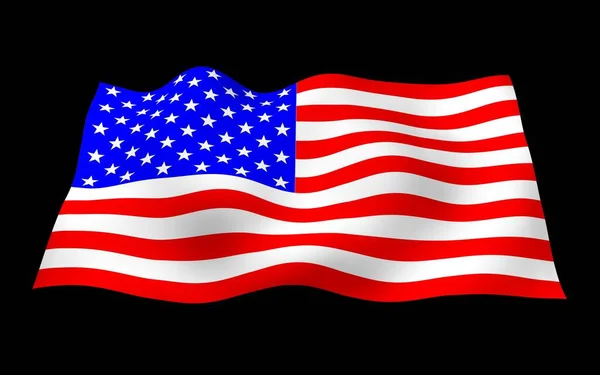 Flagge Der Vereinigten Staaten Von Amerika Auf Dunklem Hintergrund Schwenkend — Stockfoto