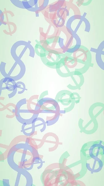 Signos Dólar Translúcidos Multicolores Sobre Fondo Blanco Ilustración —  Fotos de Stock