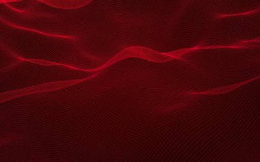 Kırmızı arka planda soyut manzara. Siber uzay şebekesi. merhaba teknoloji ağı. 3d illüstrasyon