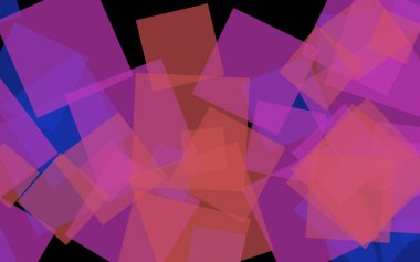 Koyu arka plan üzerinde çok renkli yarı saydam kareler. Pembe tonları. 3d illüstrasyon