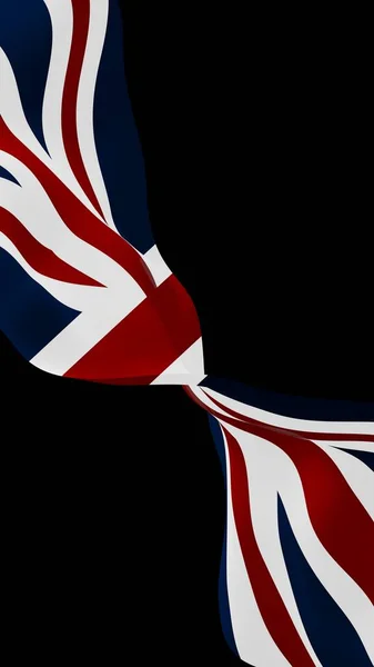 Waving flag of the Great Britain on dark background. British flag. United Kingdom of Great Britain and Northern Ireland. State symbol of the UK. 3D illustration