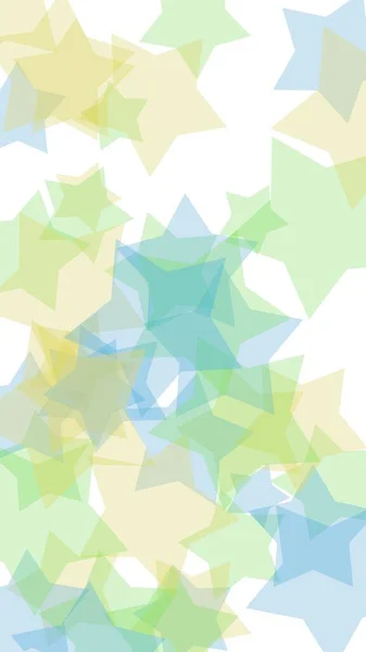 Estrellas Translúcidas Multicolores Sobre Fondo Blanco Tonos Verdes Ilustración —  Fotos de Stock