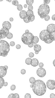 Bitcoin ekonomik balonu. Şifreli para birimi 3 boyutlu illüstrasyon. İş konsepti. Beyaz arka planda gümüş baloncuklar. Bit, Coin, madencilik konsepti