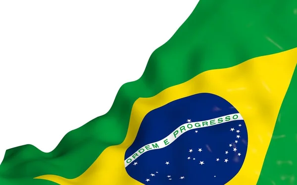 Ondeando Bandera Brasil Ordem Progresso Orden Progreso Río Janeiro Sudamérica — Foto de Stock