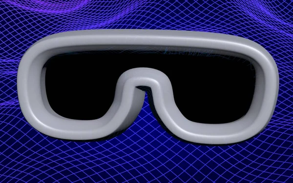Virtual Reality Maske Illustration Auf Abstrakten Blauen Gitterhintergrund Brillentechnologiekonzept Illustration — Stockfoto
