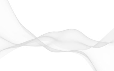 Beyaz soyut arka plan. Dalgalanan beyaz eşarp. Rüzgarın beyaz kumaşında sallanıyor. 3B illüstrasyon