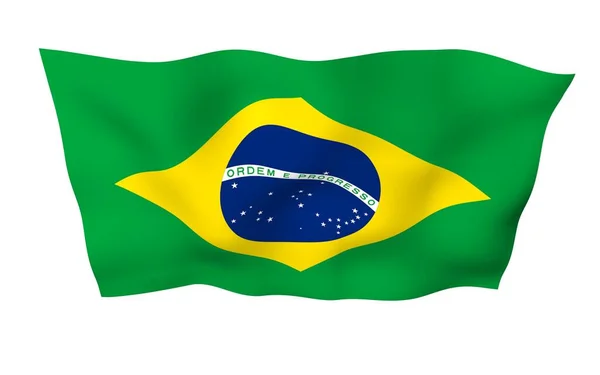 Waving Flag Brazil Ordem Progresso Order Progress Rio Janeiro South — Stock Photo, Image