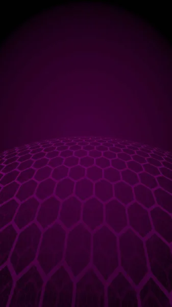 ハニカムの多層球 暗い背景に紫 ソーシャルネットワーク コンピュータネットワーク グローバルネットワーク 3Dイラスト — ストック写真