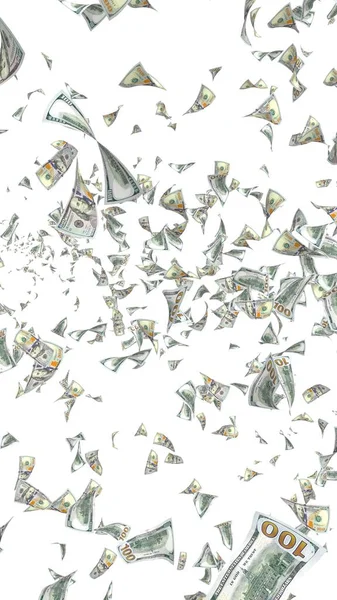 Χαρτονόμισμα Δολαρίων Που Απομονώνονται Λευκό Φόντο Λεφτά Πετάνε Στον Αέρα — Φωτογραφία Αρχείου
