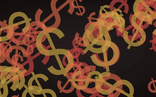 Mångfärgade Genomskinliga Dollartecken Mörk Bakgrund Illustration — Stockfoto