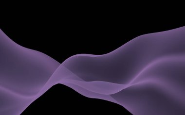 Soyut mor dalga. Raster hava arka planı. Koyu arka planda parlak gri şerit. Gri atkı. Soyut gri duman. 3d illüstrasyon