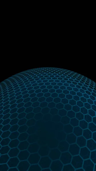 Multilayer Sphere Honeycombs Gray Turquoise Dark Background Social Network Computer — Stock Photo, Image