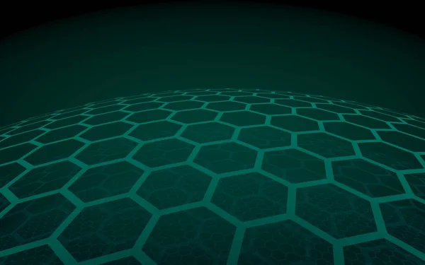 Multilayer Sphere Honeycombs Green Dark Background Social Network Computer Network — Stock Photo, Image