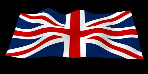 在黑暗的背景下摇曳着大不列颠的国旗 英国国旗55 大不列颠及北爱尔兰联合王国 英国的国家象征 3D插图 — 图库照片
