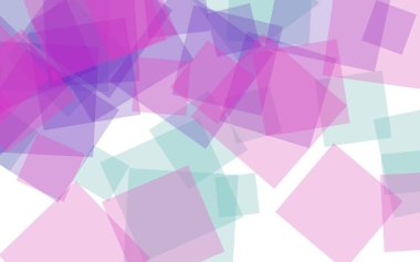 Beyaz arka plan üzerinde çok renkli yarı saydam kareler. Kırmızı tonları. 3d illüstrasyon