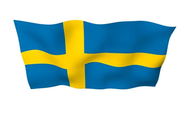 Flag Sweden Official State Symbol Kingdom Sweden Blue Field Yellow — Stock Photo, Image