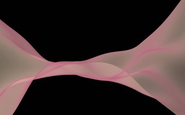 Soyut dalga. Eşarp. Siyah arka plan üzerinde parlak şerit. Soyut duman. Raster hava arka planı. 3d illüstrasyon