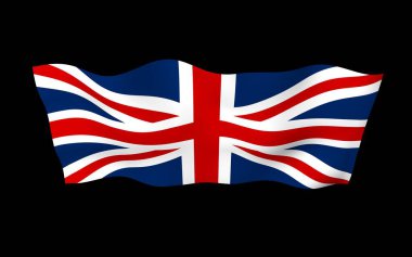 Büyük Britanya bayrağını sallıyor. İngiliz bayrağı. Büyük Britanya ve Kuzey İrlanda Birleşik Krallığı. Birleşik Krallık 'ın sembolü. 3B illüstrasyon