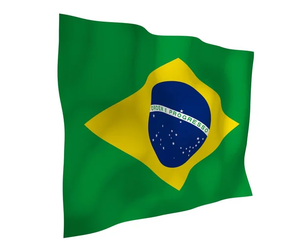 Waving Flag Brazil Ordem Progresso Order Progress Rio Janeiro South — Stock Photo, Image