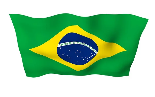 Integetett Zászló Brazília Ordem Progresso Rendelés Haladás Rio Janeiro Dél — Stock Fotó