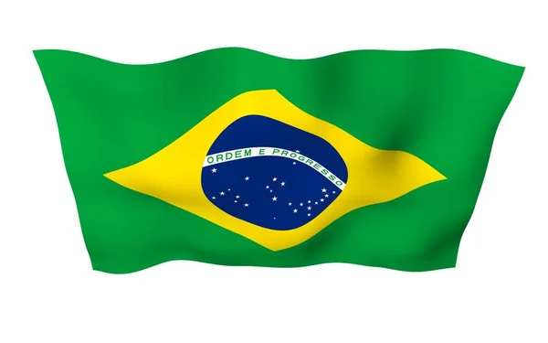 Ondeando Bandera Brasil Ordem Progresso Orden Progreso Río Janeiro Sudamérica — Foto de Stock