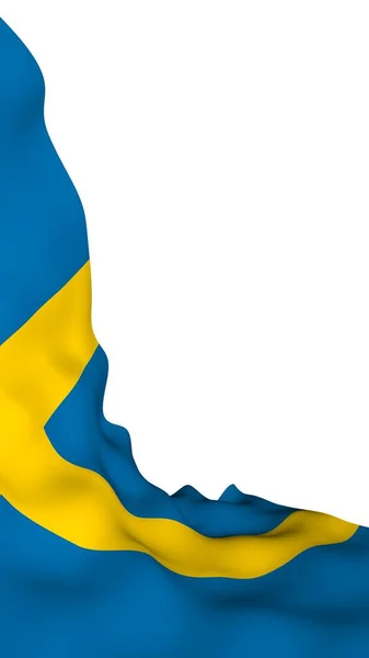 瑞典的国旗 瑞典王国的官方国家象征 带有黄色斯堪的纳维亚十字的蓝色田野 延伸到国旗的边缘 3D说明 — 图库照片