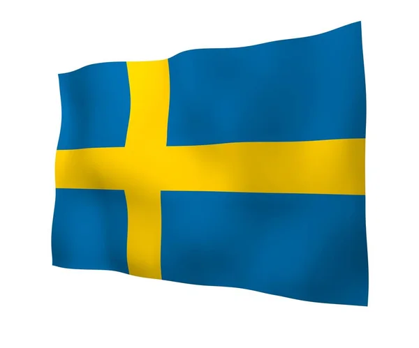 Flaga Szwecji Oficjalny Symbol Państwa Królestwa Szwecji Niebieskie Pole Żółtym — Zdjęcie stockowe