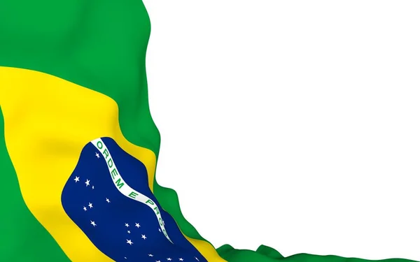 挥舞着巴西国旗 Ordem Progresso 秩序和进步 里约热内卢 状态符号 — 图库照片