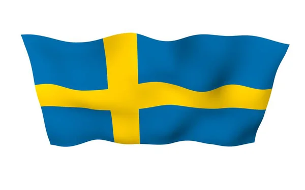 Sveriges Flagga Officiell Statssymbol För Konungariket Sverige Ett Blått Fält — Stockfoto