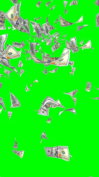 Fliegende Dollarnoten Isoliert Auf Chromakey Geld Liegt Der Luft 100 — Stockfoto