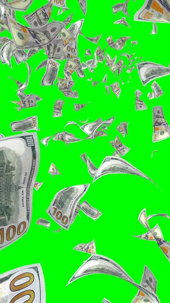 Flying Dollars Banknotes Isolated Chromakey Money Flying Air 100 Banknotes — Stock Photo, Image