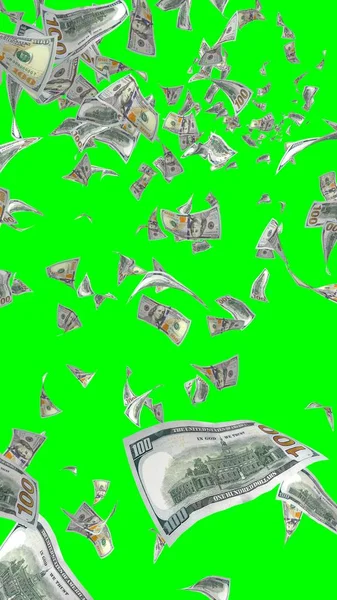 Flying Dollars Banknotes Isolated Chromakey Money Flying Air 100 Banknotes — Stock Photo, Image