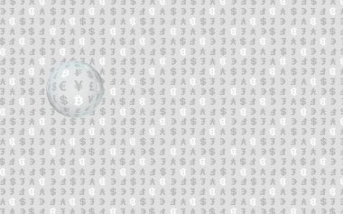 Gri arka planda Bitcoin ve para birimi. Dijital kripto para birimi sembolü. İş konsepti. Piyasa görüntüsü. 3B illüstrasyon