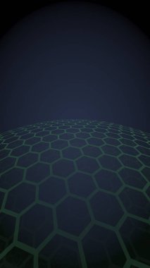 Çok katmanlı petek küresi, koyu arka planda mor, sosyal ağ, bilgisayar ağı, teknoloji, küresel ağ. 3d illüstrasyon