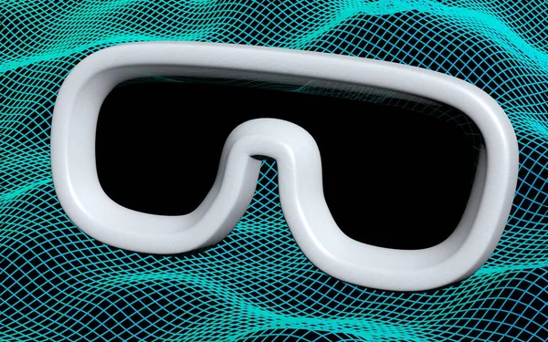 抽象的なグリッドの背景にバーチャルリアリティマスクイラスト Vrメガネ技術コンセプト 3Dイラスト — ストック写真