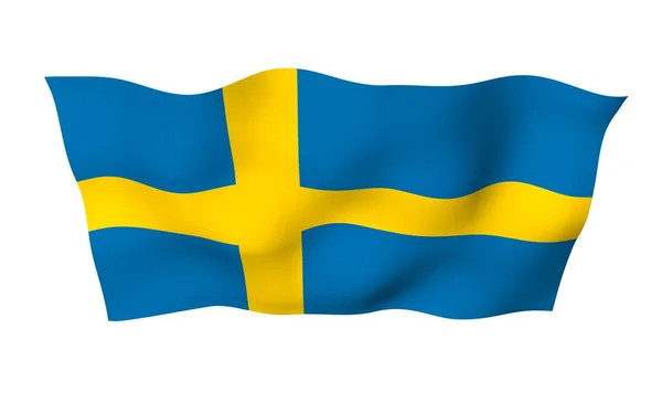 Bandera Suecia Símbolo Estatal Oficial Del Reino Suecia Campo Azul — Foto de Stock