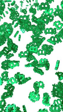 Beyaz arka planda dijital para birimi sembolü Bitcoin. Bitcoin düşüşü. Sanal ekranda kripto para birimi grafiği. İş, finans ve teknoloji kavramı. 3B illüstrasyon