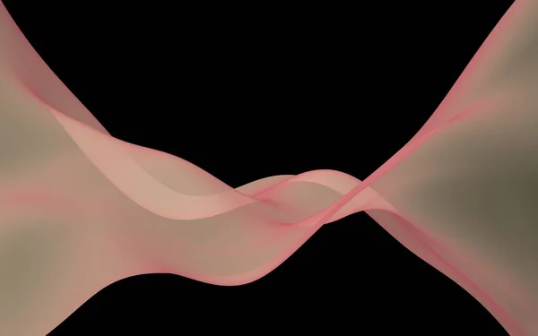 抽象的な波 スカーフ 黒い背景に明るいリボン 抽象的な煙ラスター空気の背景 3Dイラスト — ストック写真
