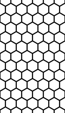 Beyaz arka planda siyah bal peteği. Kusursuz bir doku. İzometrik geometri. 3B illüstrasyon