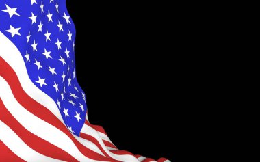 Amerika Birleşik Devletleri 'nin bayrağını sallıyor. Yıldızlar ve Çizgiler. ABD 'nin devlet sembolü. 3B illüstrasyon