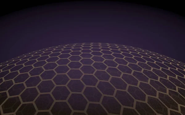 Multilayer Sphere Honeycombs Purple Dark Background Social Network Computer Network — Stock Photo, Image