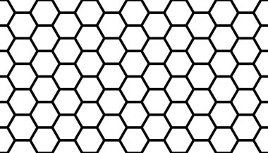 Beyaz arka planda siyah bal peteği. Kusursuz bir doku. İzometrik geometri. 3B illüstrasyon